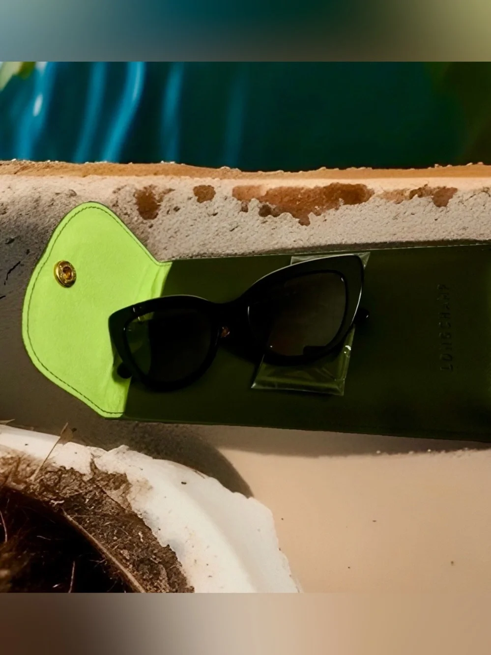 Longchamp Black Cat-Eye Sunglasses with Gradient Lenses Full Inclusion